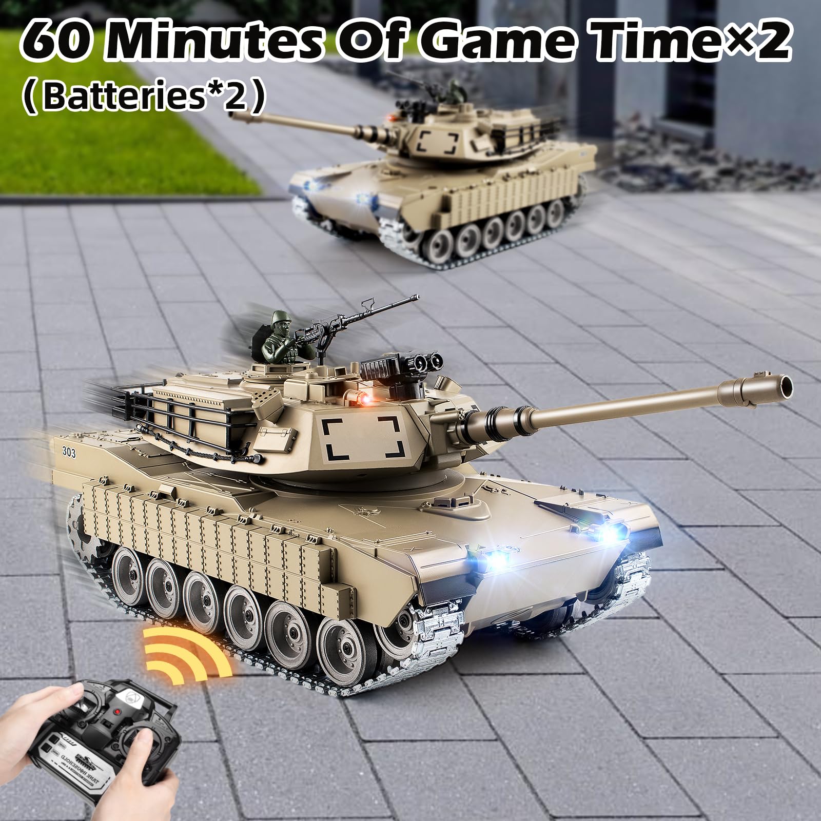 Supdex 1:18 RC Tank That Shoot BBS, 2.4G Metal M1A2 Abrams Remote